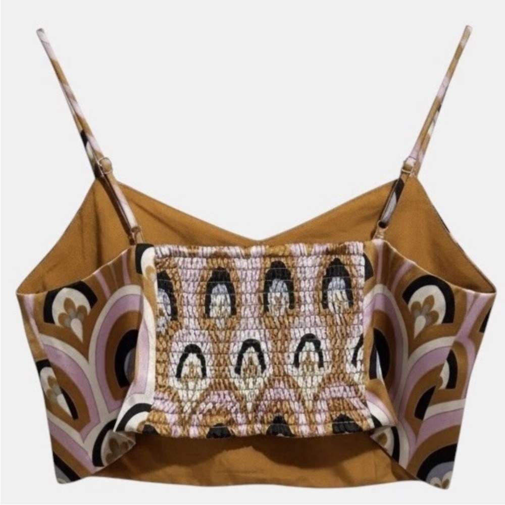 House Of Harlow Crop Top Camisole Tank Womens Medium Gold Pink Black Silky Retro - Picture 3 of 11